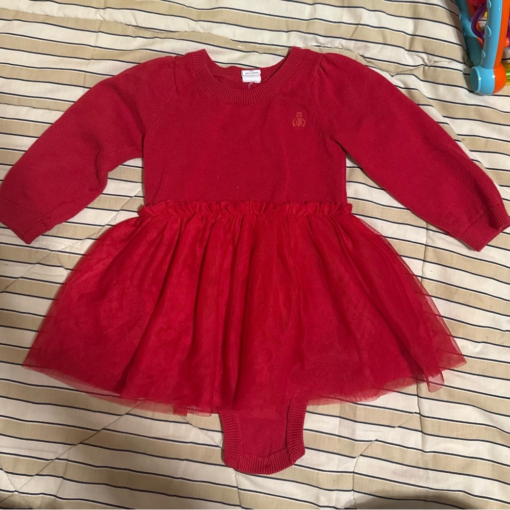 GAP Red Baby Sweater with Bear Embroidery